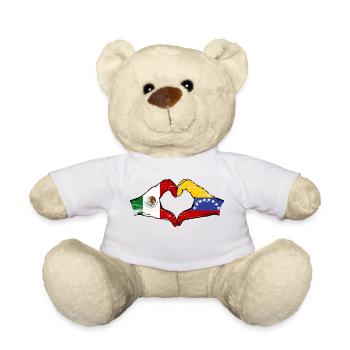 Mexique Venezuela drapeau mains forme de coeur utilisé - Nounours - blanc - Devant