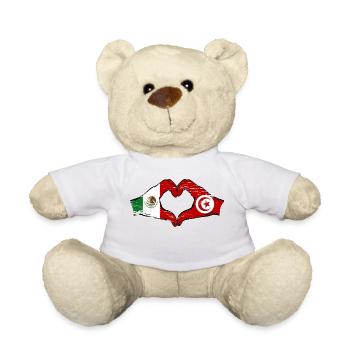 Mexique Drapeau Tunisie mains forme de coeur utilisé - Nounours - blanc - Devant