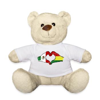 Mexique Bolivie drapeau mains forme de coeur utilisé - Nounours - blanc - Devant