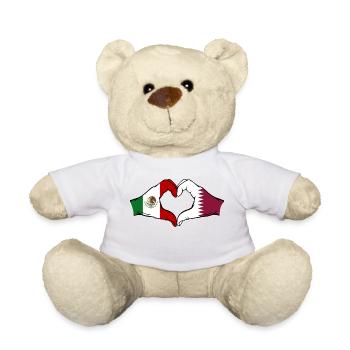 Mexiko Katar Flagge Hände Herzform - Teddy - Weiß - Vorne