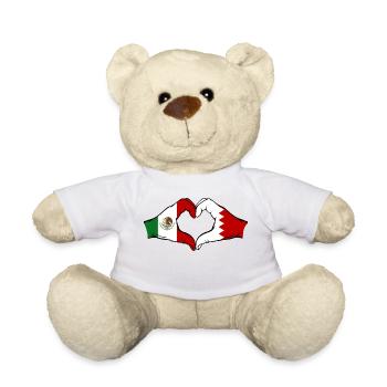Mexique Bahreïn Drapeau Mains Coeur Forme Utilisé - Nounours - blanc - Devant