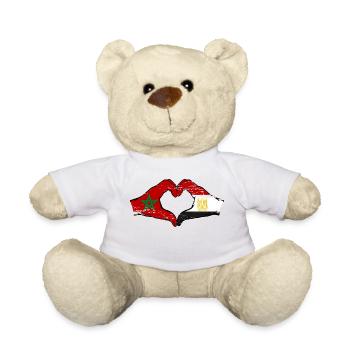 Morocco Egypt flag hands heart shape used - Teddy Bear - white - Front