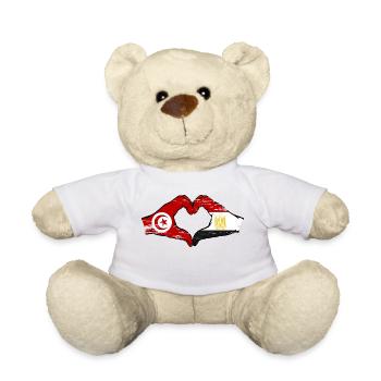 Tunisia Egypt flag hands heart shape used - Teddy Bear - white - Front