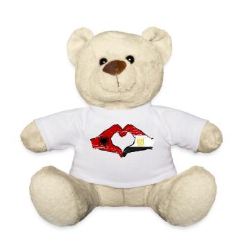 Albania Egypt Flag Hands Heart Shape Used - Teddy Bear - white - Front