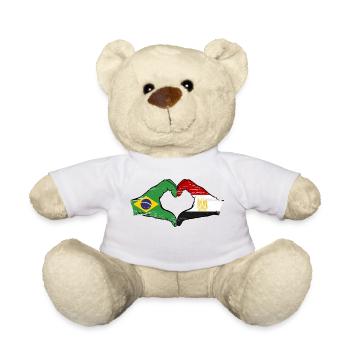 Brazil Egypt flag hands heart shape used - Teddy Bear - white - Front