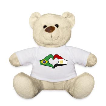 Brazil Egypt Flag Hands Heart Shape - Teddy Bear - white - Front