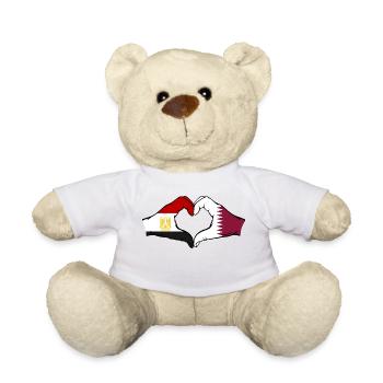 Egypt Qatar Flag Hands Heart Shape - Teddy Bear - white - Front