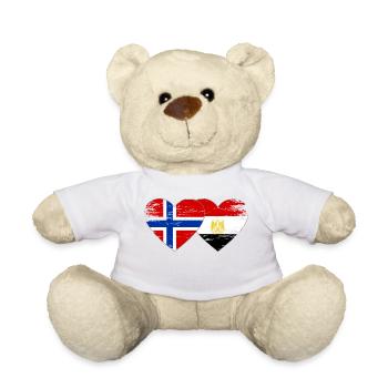 Norway Egypt Flag Hands Heart Shape Used - Teddy Bear - white - Front
