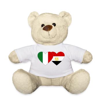 Italy Egypt Flag Hands Heart Shape - Teddy Bear - white - Front
