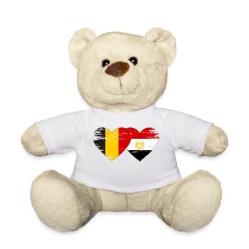 Belgium Egypt Flag Hands Heart Shape Used - Teddy Bear - white - Front