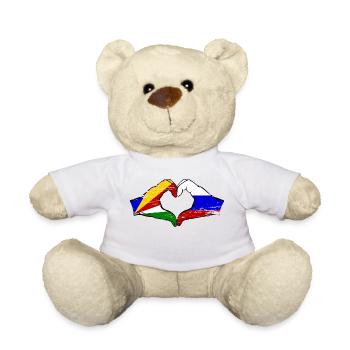 Seychelles Russie Drapeau Mains Coeur Forme Utilisé - Nounours - blanc - Devant