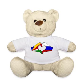 Seychelles Russie Drapeau Mains Coeur Forme - Nounours - blanc - Devant