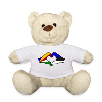 Seychelles Estonie Drapeau Mains Coeur - Nounours - blanc - Devant