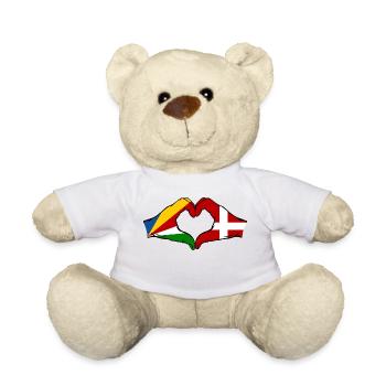 Seychelles Danemark Drapeau Mains Coeur Forme - Nounours - blanc - Devant