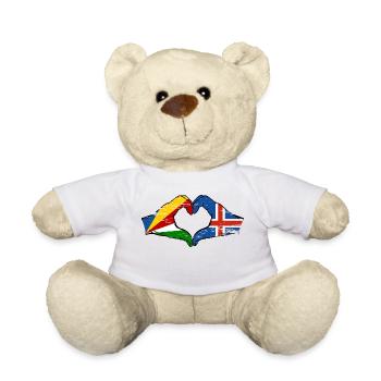 Seychelles Drapeau des îles Seychelles mains forme de coeur utilisé - Nounours - blanc - Devant
