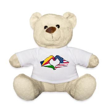 Seychelles USA flag hands heart shape used - Teddy Bear - white - Front