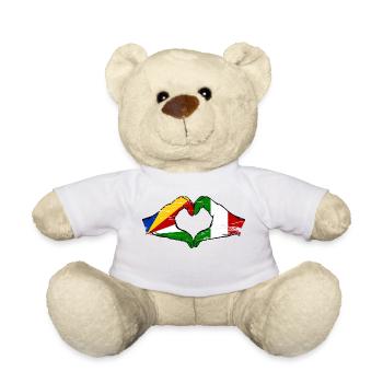 Seychelles Italy Flag Hands Heart Shape Used - Teddy Bear - white - Front