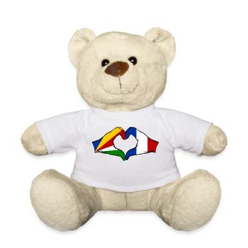 Seychelles France Flag Hands Heart Shape - Teddy Bear - white - Front