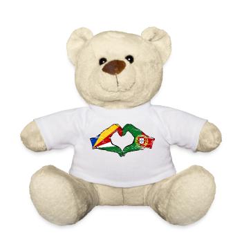 Seychelles Portugal Drapeau Mains Coeur Forme Utilisé - Nounours - blanc - Devant