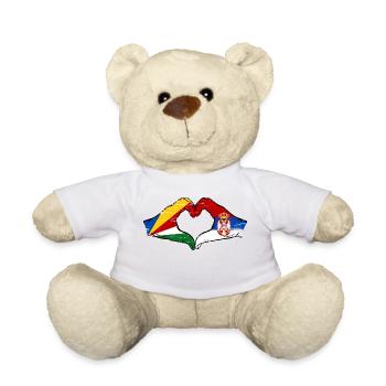Seychellen Serbien Flagge Hände Herzform used - Teddy - Weiß - Vorne