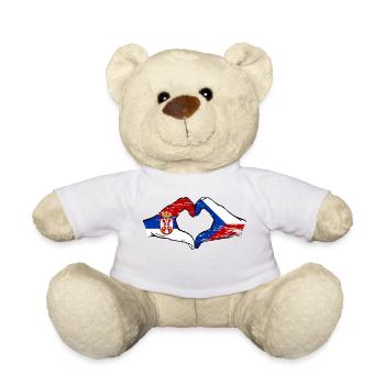 Serbien Tschechien Flagge Hände Herzform used - Teddy - Weiß - Vorne