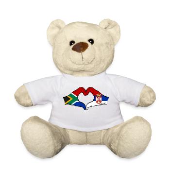 Afrique du Sud Serbie Drapeau Mains Coeur Forme - Nounours - blanc - Devant
