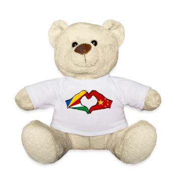 Seychelles China Flag Hands Heart Shape - Teddy Bear - white - Front
