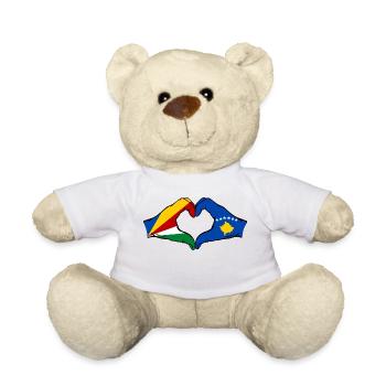 Seychellen Kosovo Flagge Hände Herzform - Teddy - Weiß - Vorne