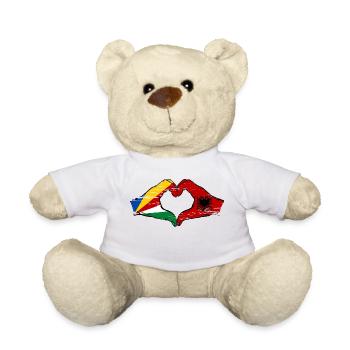 Seychelles Albanie Drapeau Mains Coeur Forme Utilisé - Nounours - blanc - Devant