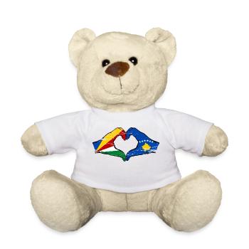 Seychelles Kosovo drapeau mains forme de coeur utilisé - Nounours - blanc - Devant