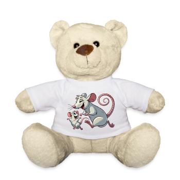 Maman rat avec enfant gambadant - Nounours - blanc - Devant