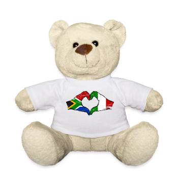 Afrique du Sud Italie Drapeau Mains Coeur Forme Utilisé - Nounours - blanc - Devant