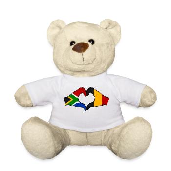 Afrique du Sud Belgique Drapeau Mains Coeur Forme - Nounours - blanc - Devant