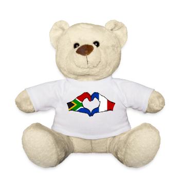 Afrique du Sud France Drapeau Mains Coeur Forme - Nounours - blanc - Devant