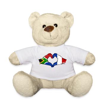 Afrique du Sud France Drapeau Mains Coeur Forme Utilisé - Nounours - blanc - Devant