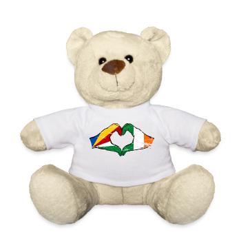 Seychelles Ireland flag hands heart shape used - Teddy Bear - white - Front