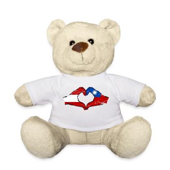 Österreich Taiwan Flagge Hände Herzform used - Teddy - Weiß - Vorne