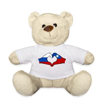 Russie Taiwan Drapeau Mains Coeur Forme - Nounours - blanc - Devant