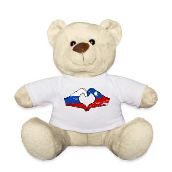 Russie Taiwan drapeau mains forme de coeur utilisé - Nounours - blanc - Devant