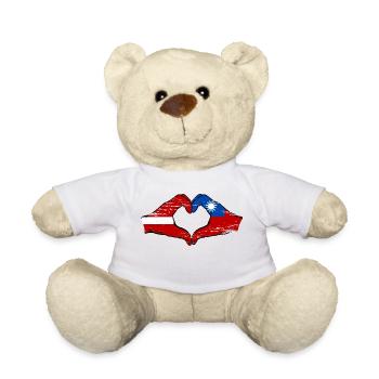 Latvia Taiwan flag hands heart shape used - Teddy Bear - white - Front