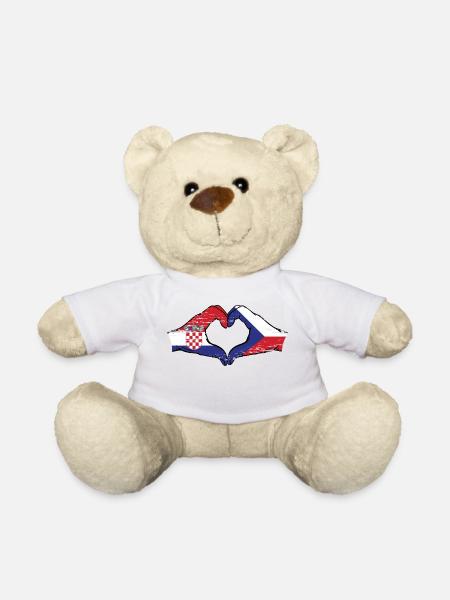Kroatien Tschechien Flagge Hände Herzform used - Teddy - Weiß