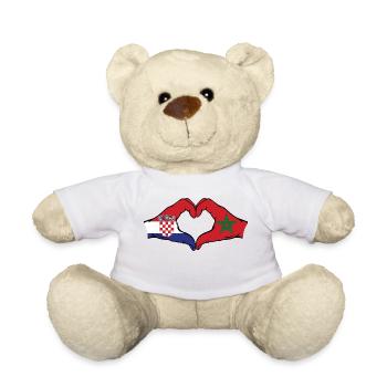 Croatie Maroc Drapeau Mains Coeur Forme - Nounours - blanc - Devant