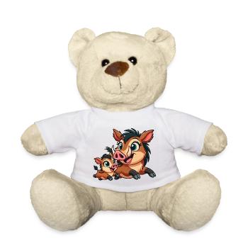Wildschweinmutter und Kind beim Herumtollen - Teddy - Weiß - Vorne
