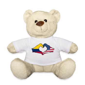 Colombia USA Flag Hands Heart Shape - Teddy Bear - white - Front