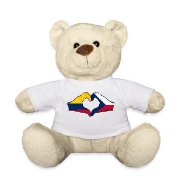 Colombie République tchèque Drapeau Mains Coeur Forme - Nounours - blanc - Devant