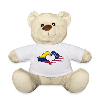 Colombia USA flag hands heart shape used - Teddy Bear - white - Front