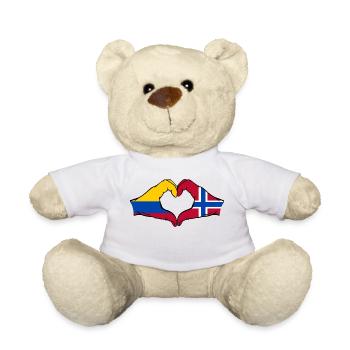 Colombia Norway Flag Hands Heart Shape - Teddy Bear - white - Front