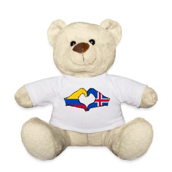 Colombie Islande Drapeau Mains Coeur Forme - Nounours - blanc - Devant