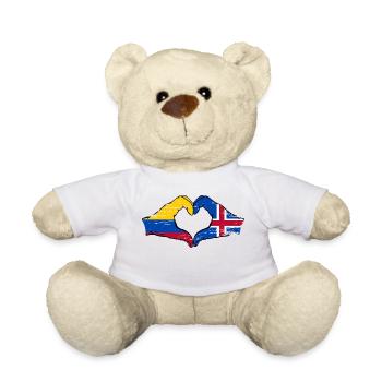 Colombia Iceland flag hands heart shape used - Teddy Bear - white - Front
