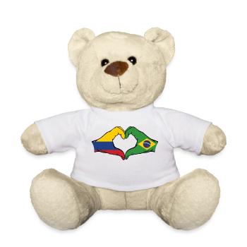 Colombia Brazil Flag Hands Heart Shape - Teddy Bear - white - Front